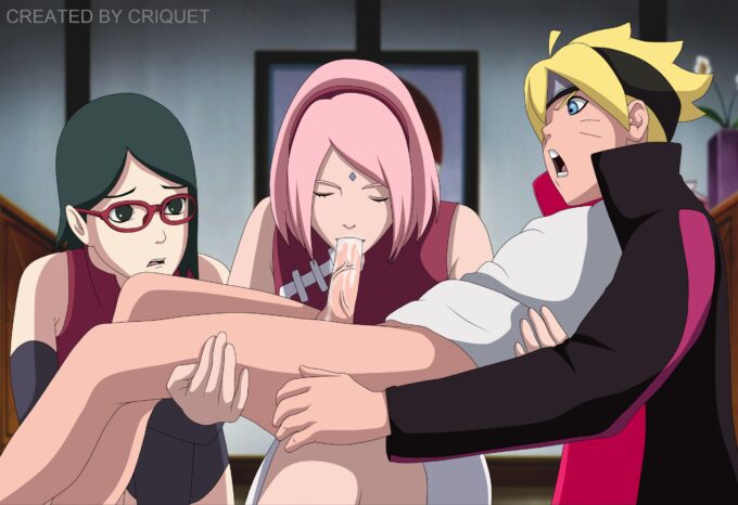 Haruno Sakura, Uchiha Sarada and Uzumaki Boruto – Criquet – Naruto